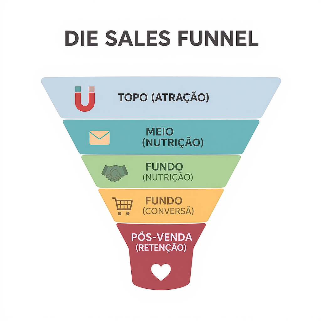 como criar funil de vendas: exemplo visual das etapas