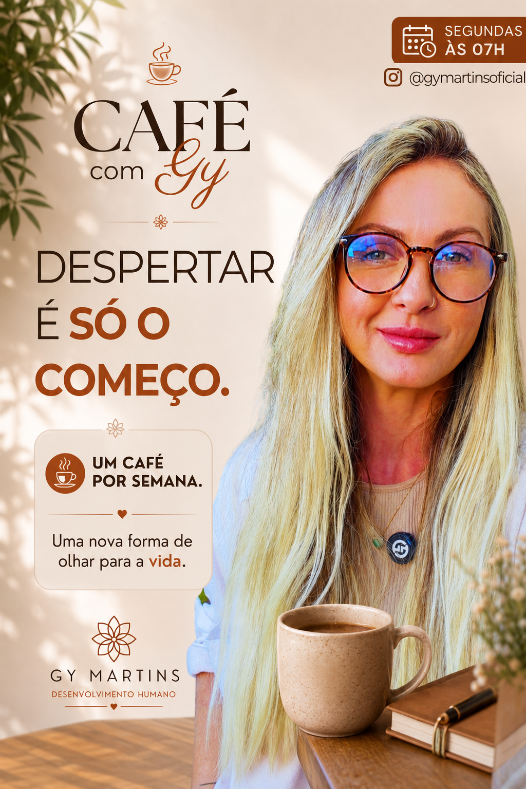 Café com Gy — Flyer do encontro semanal com Gy