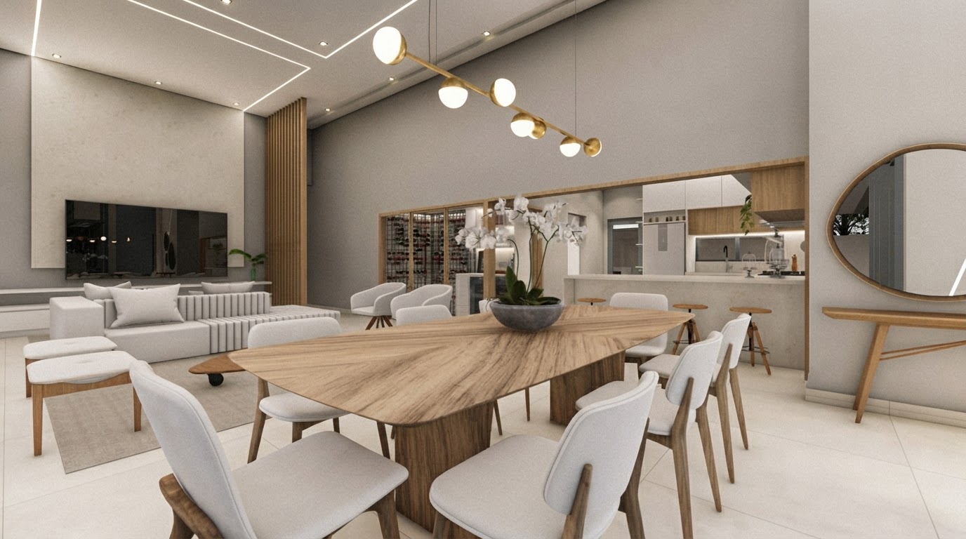 Área gourmet integrada — obra Molina Construções