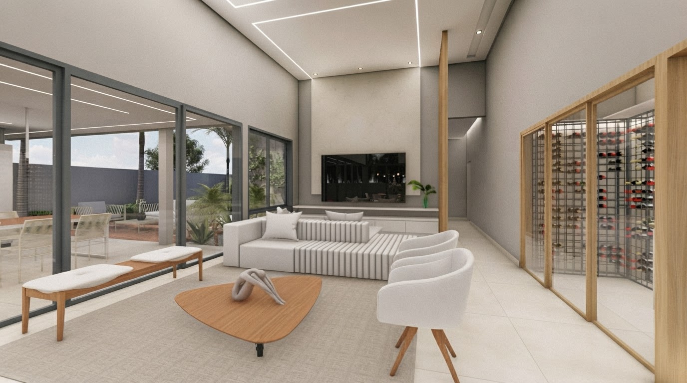 Living integrado — obra Molina Construções