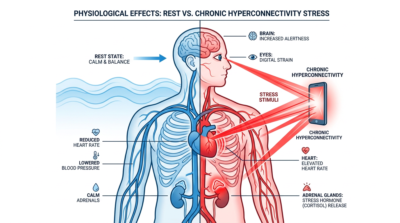Medical infographic showing the effects of stress on the cardiovascular system