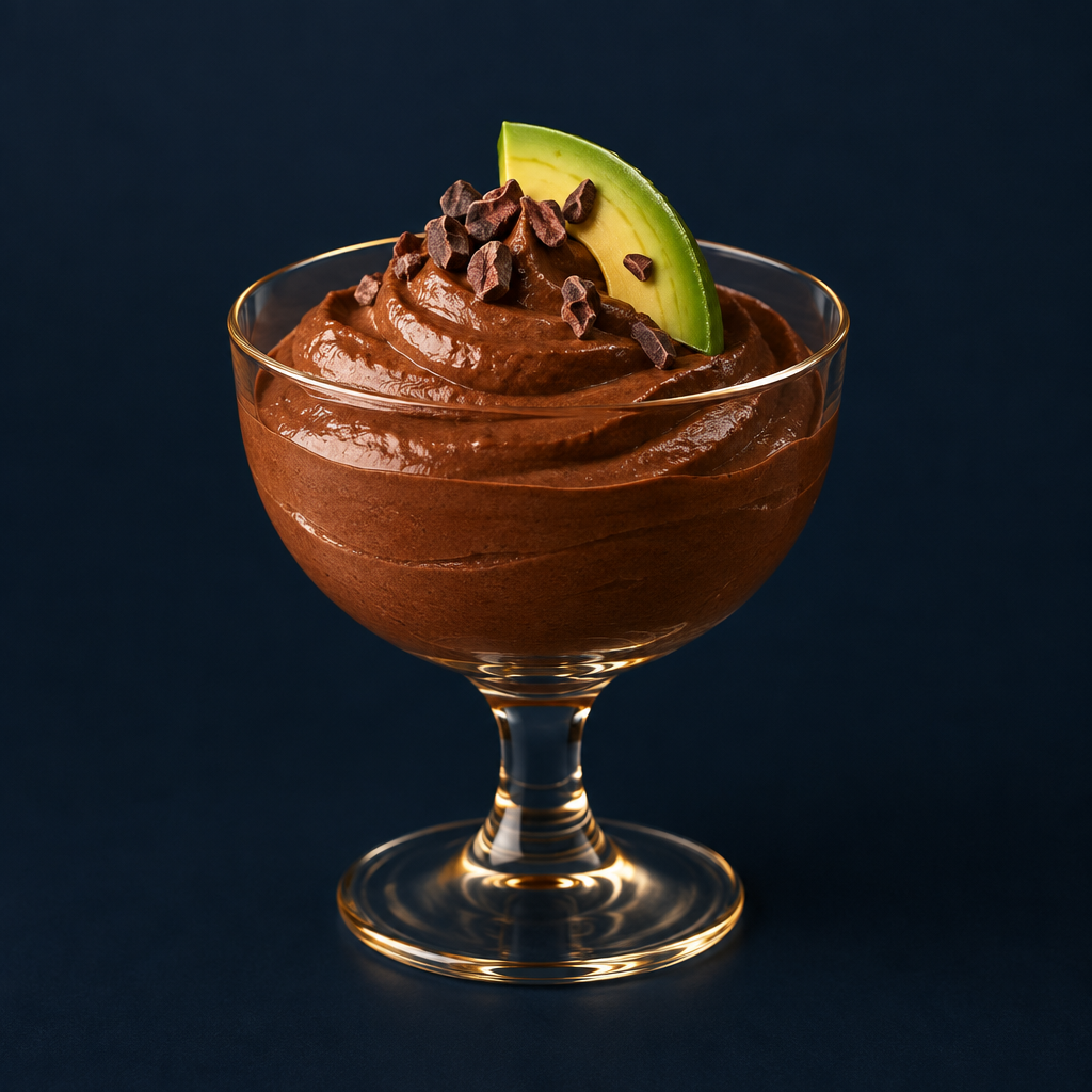 Mousse de Chocolate com Abacate com raspas de cacau