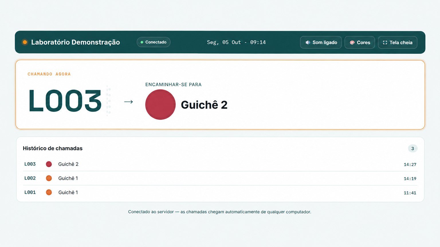 Painel de Chamada Plansoft - Laboratório Demonstração