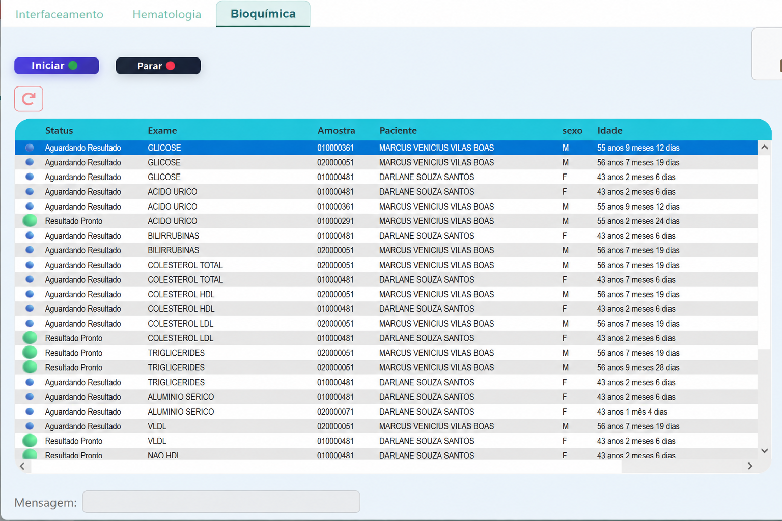 Processamento de Exames no Sistema Laboratorial Plansoft