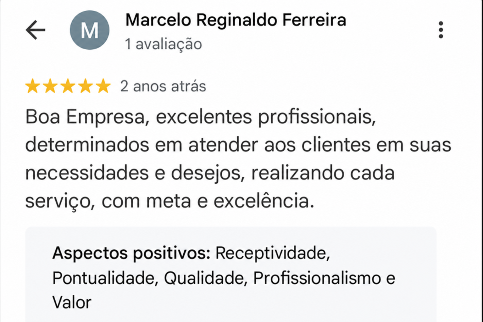Avaliação Google de Marcelo Reginaldo Ferreira - 5 estrelas pela RFC Eletricistas
