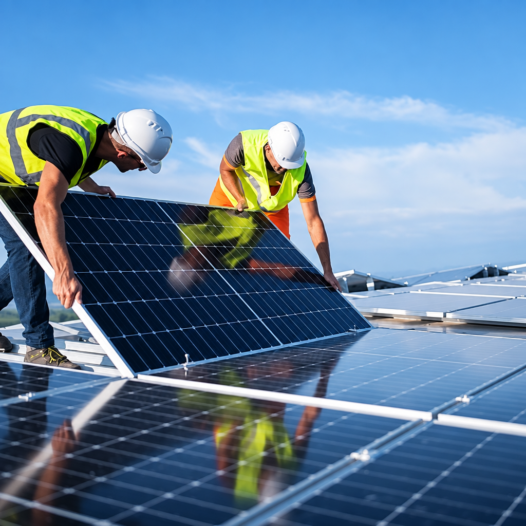 Instalação residencial de painéis de energia solar