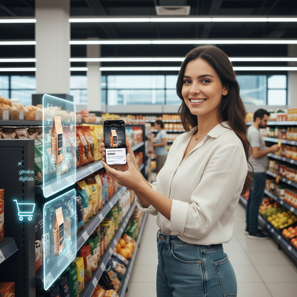 Experiência omnichannel conectando smartphone e loja física