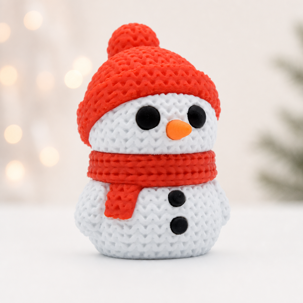 Boneco de Neve estilo tricô em impressão 3D