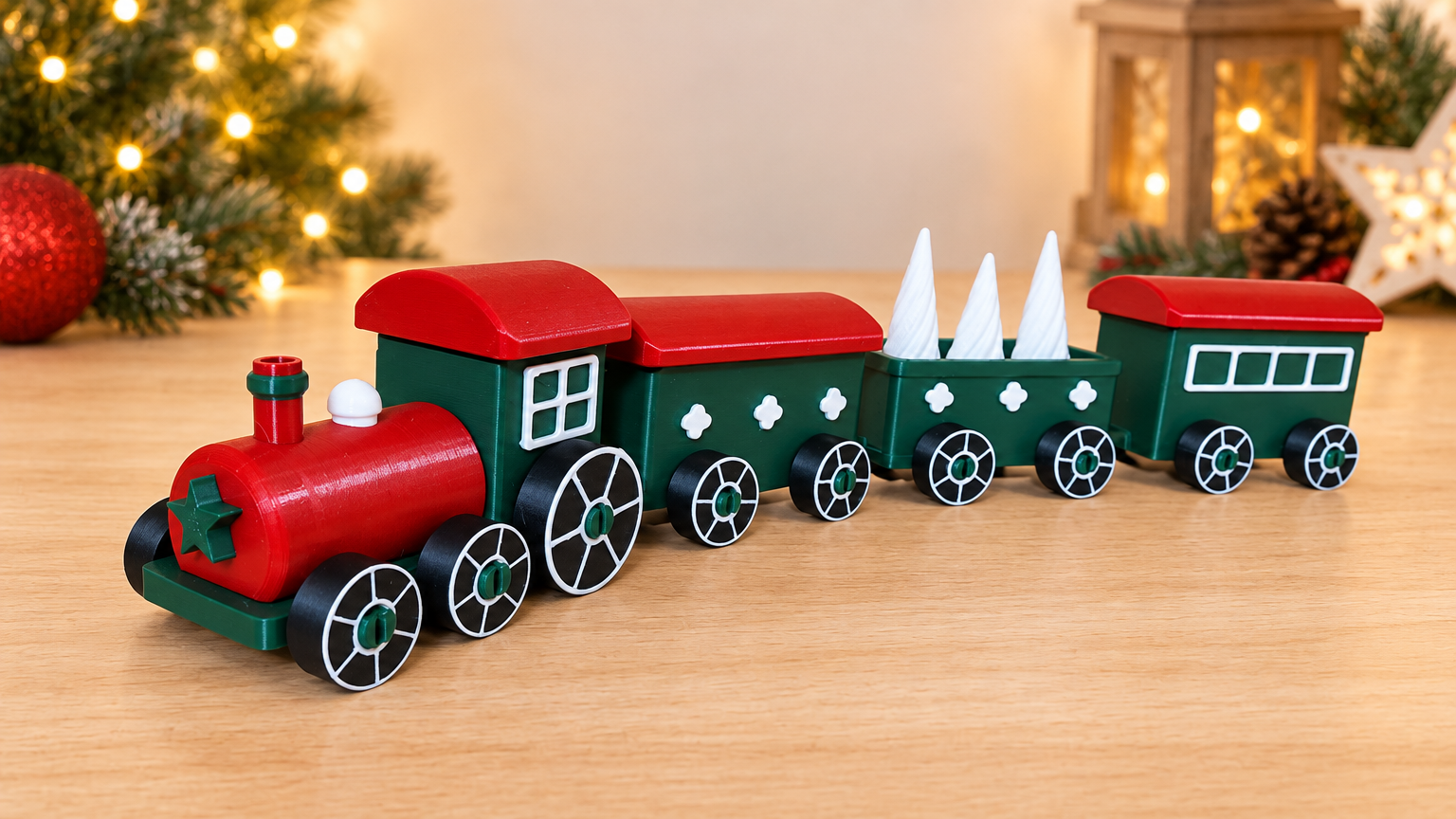 Trenzinho Decorativo de Natal em impressão 3D