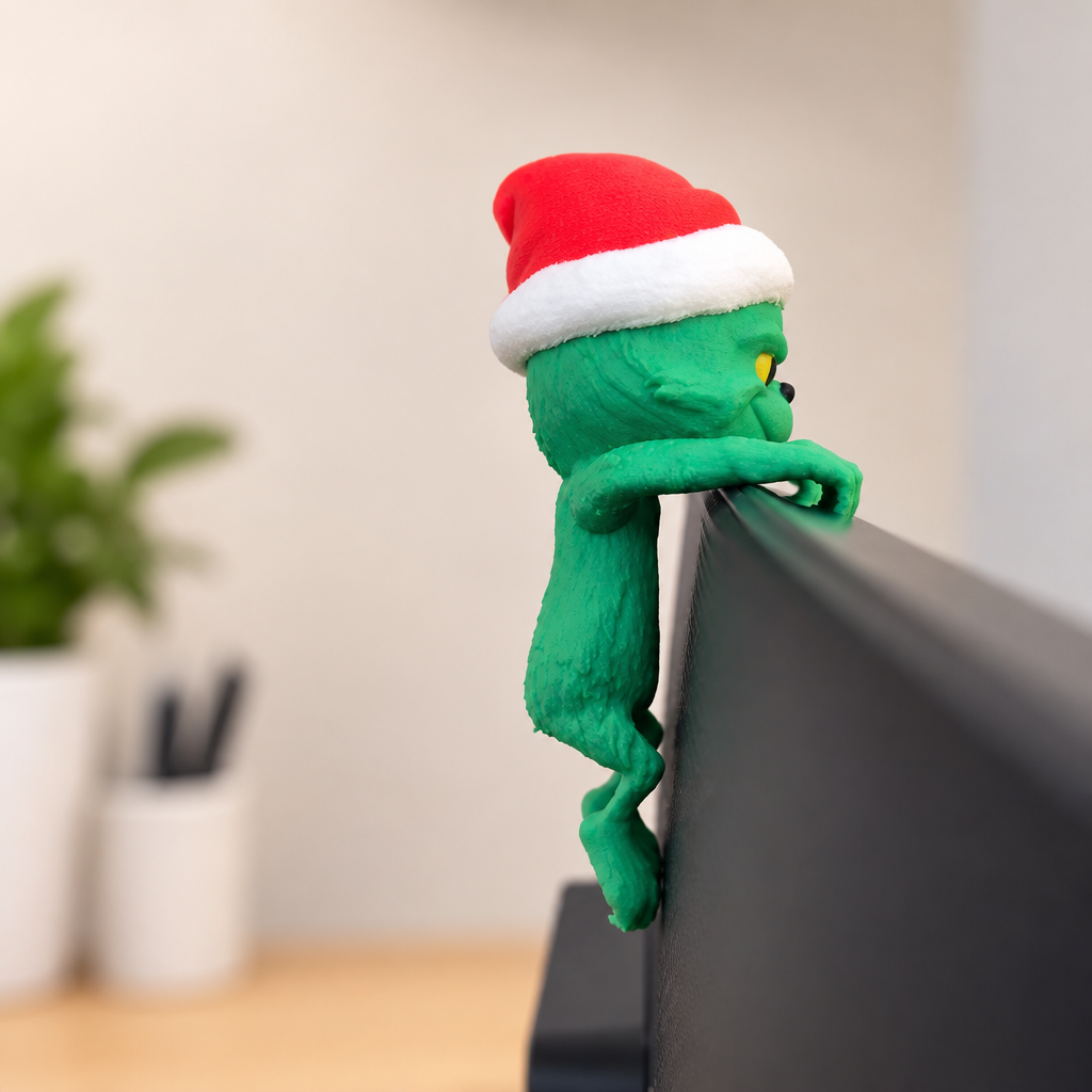 Grinch Pendurado no Monitor em impressão 3D