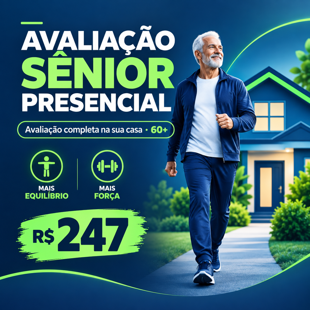 Arte promocional Avaliação Sênior Presencial (60+)