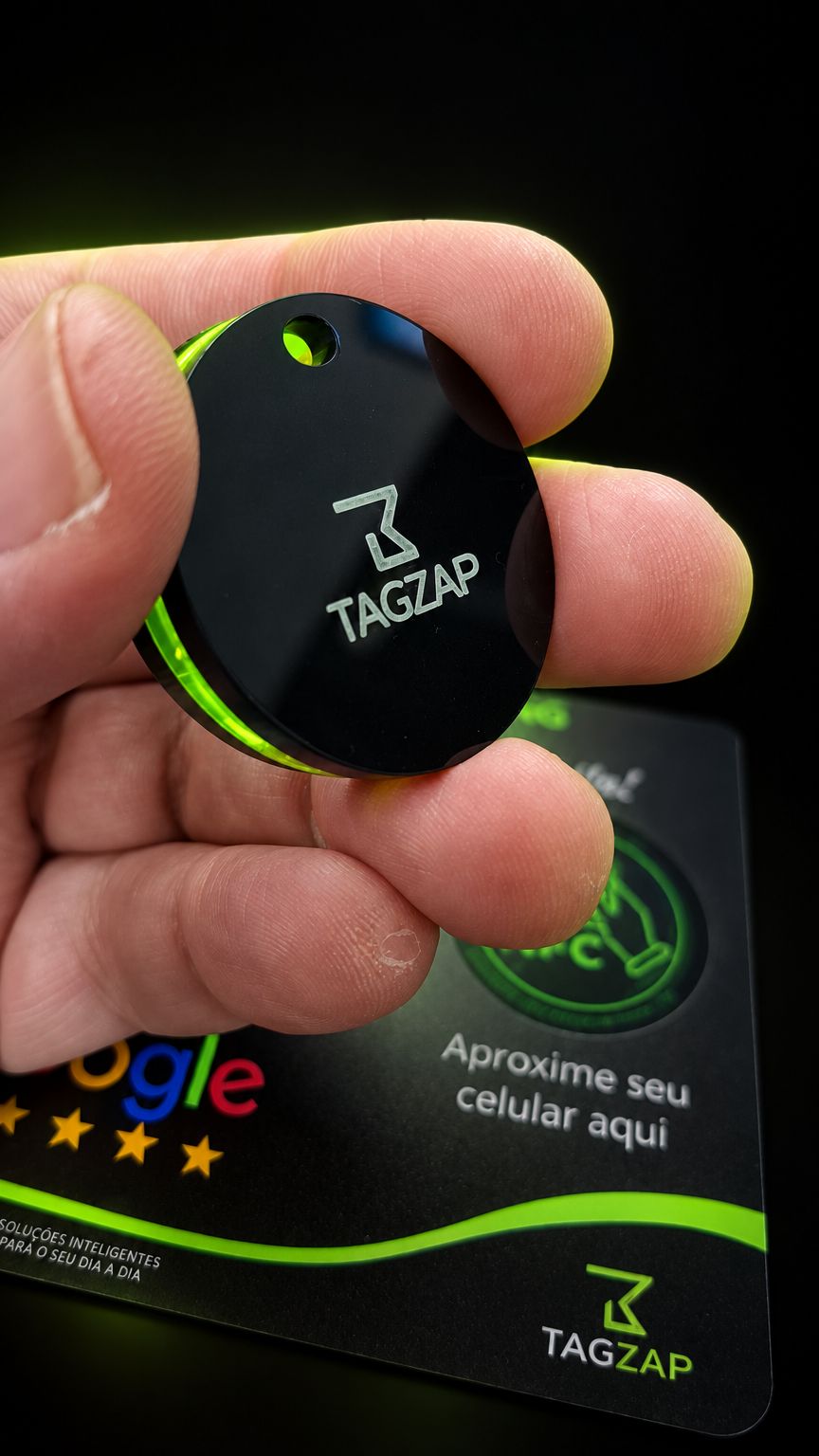 Tag Chaveiro circular em disco preto fosco