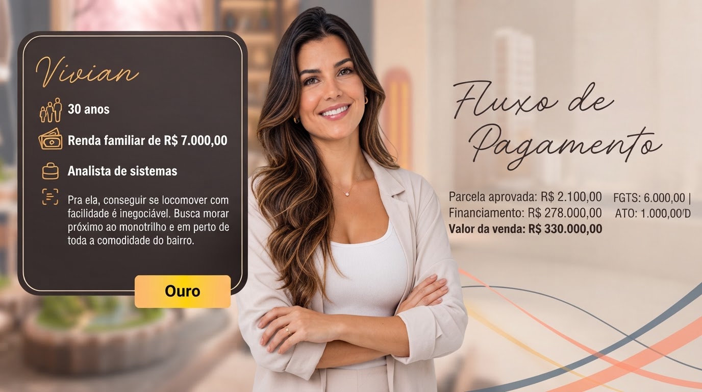 Persona Vivian segmento Ouro para o lançamento Terrasse Vila Ema